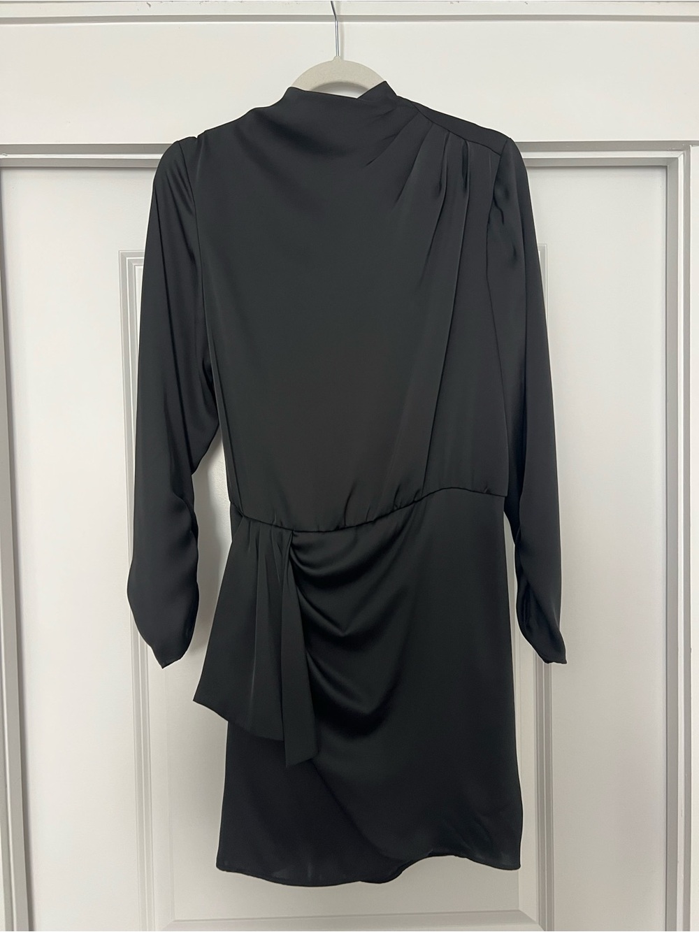 Zara Black Long-Sleeve Draped Dress